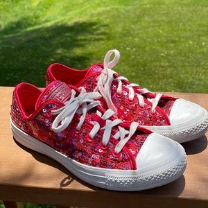 sequin red converse